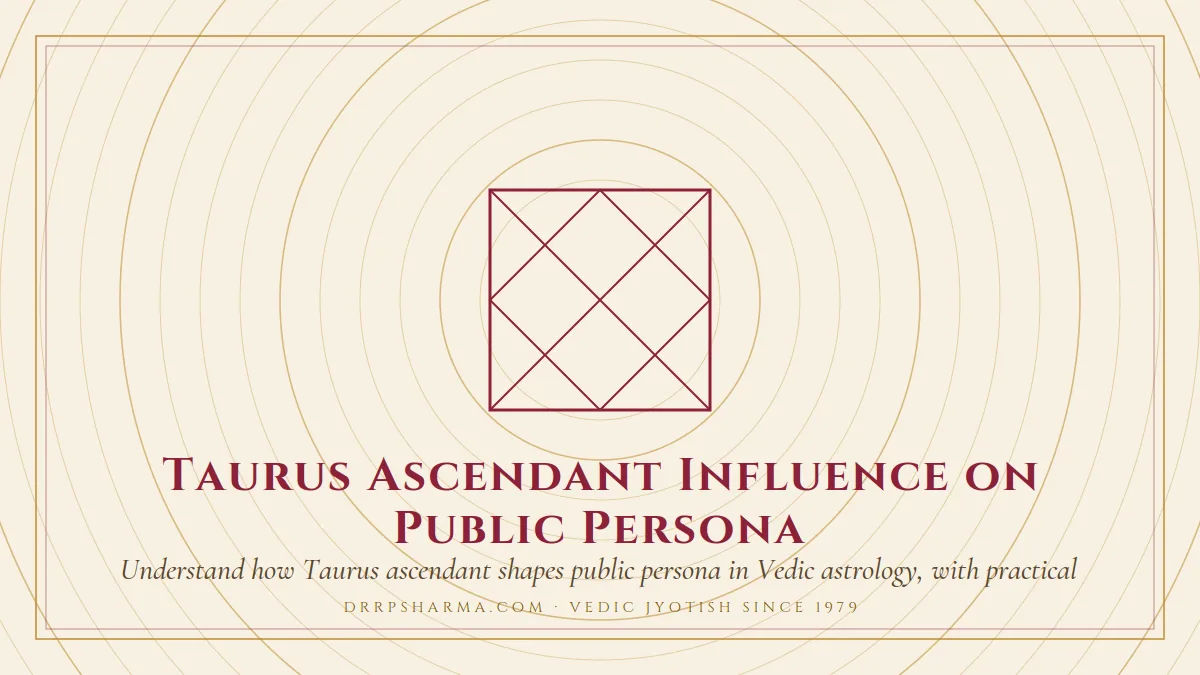 Taurus Ascendant Influence on Public Persona — a Vedic birth-chart (kundli) diagram motif on a parchment plate