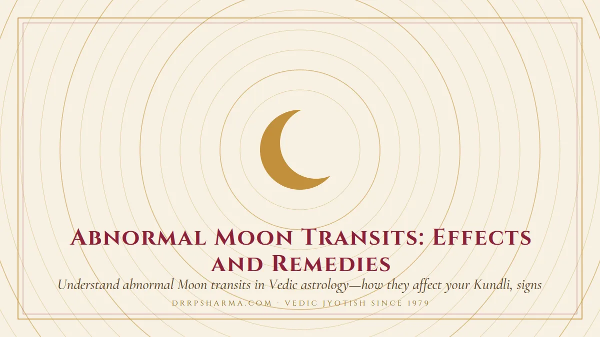 Abnormal Moon Transits: Effects and Remedies — a gold crescent-moon motif on a parchment plate
