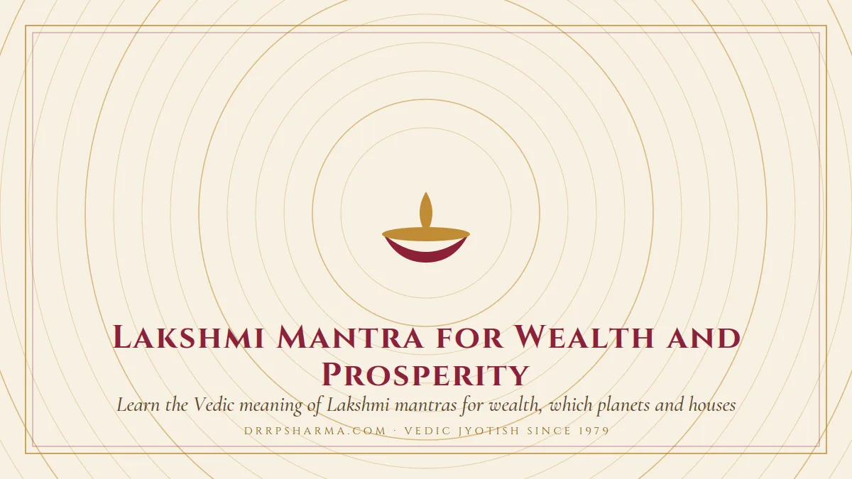 Lakshmi Mantra for Wealth and Prosperity — a lit diya lamp motif on a parchment plate