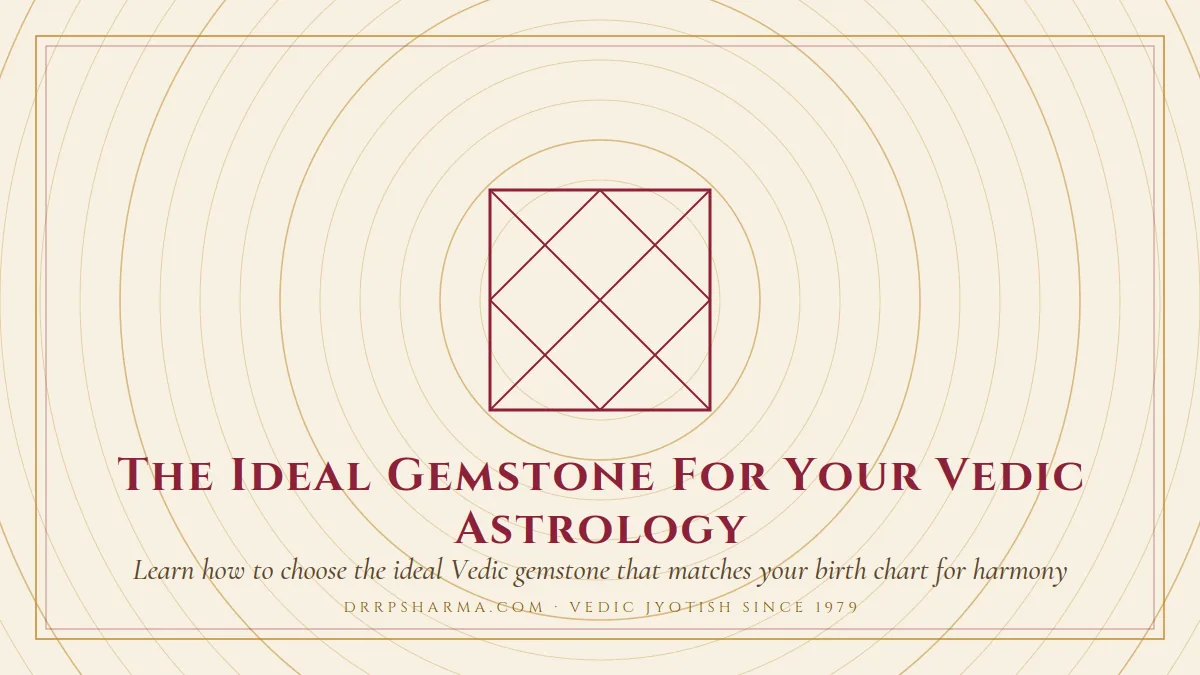 The Ideal Gemstone For Your Vedic Astrology — a Vedic birth-chart (kundli) diagram motif on a parchment plate