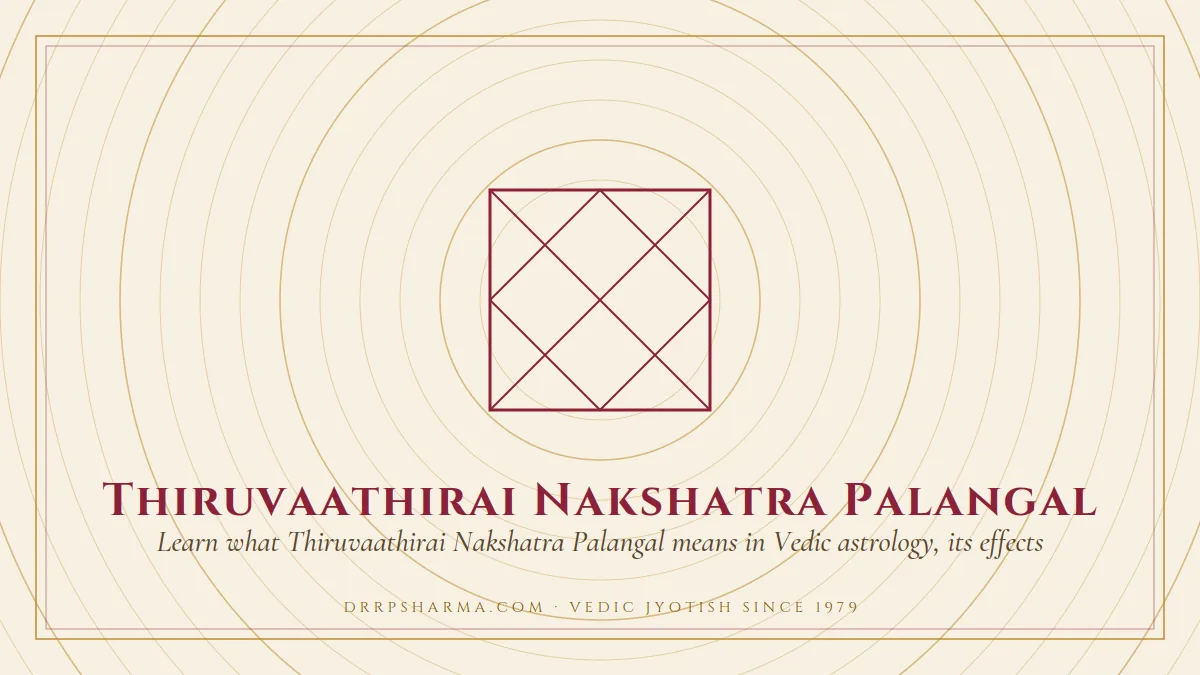 Thiruvaathirai Nakshatra Palangal — a Vedic birth-chart (kundli) diagram motif on a parchment plate
