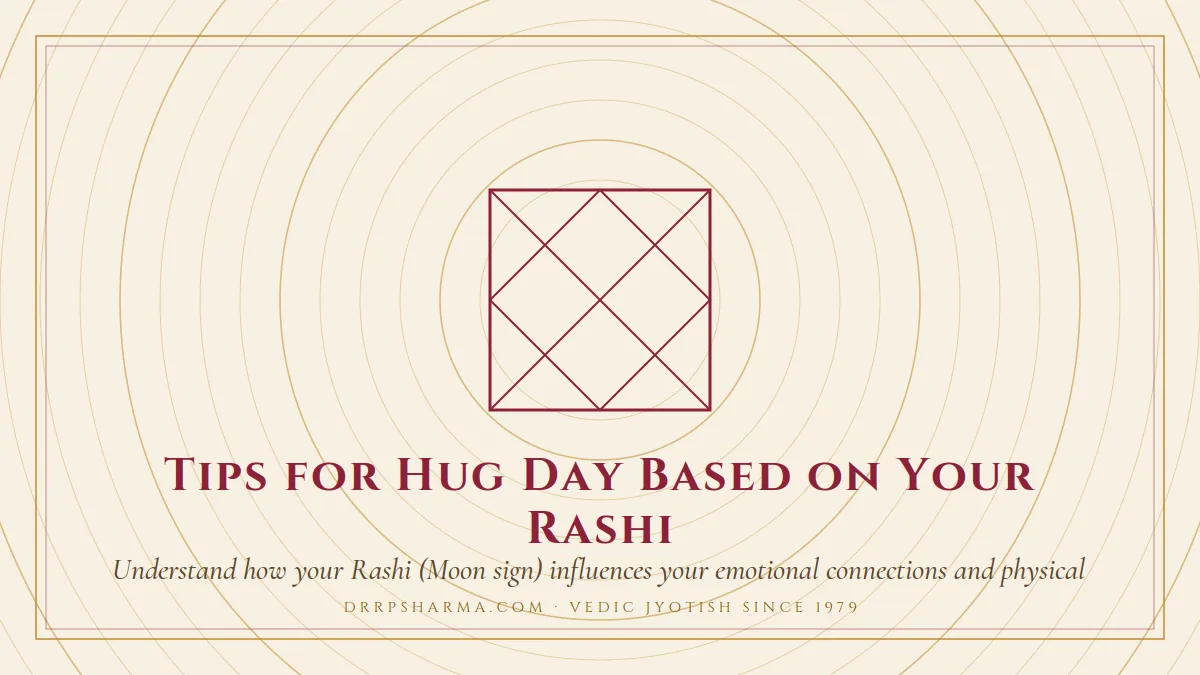 Tips for Hug Day Based on Your Rashi — a Vedic birth-chart (kundli) diagram motif on a parchment plate