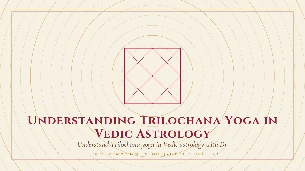 Understanding Trilochana Yoga in Vedic Astrology — a Vedic birth-chart (kundli) diagram motif on a parchment plate