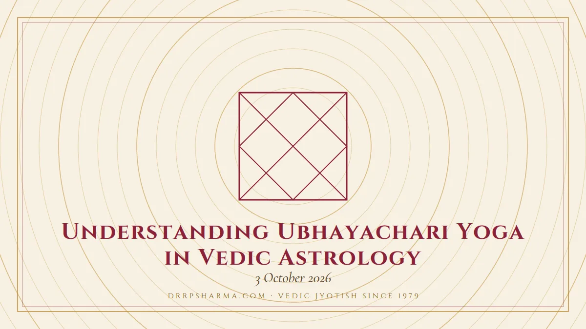 Ubhayachari Yoga — a Vedic birth-chart (kundli) diagram motif on a parchment plate