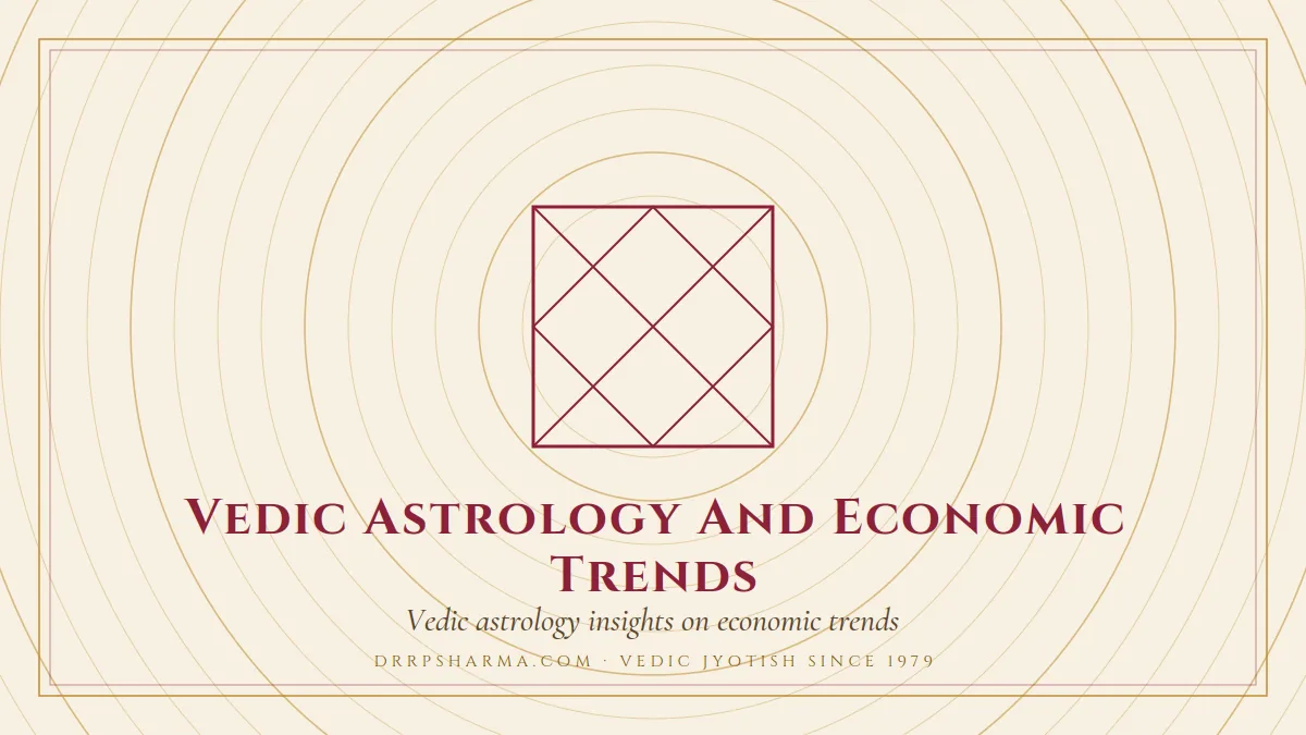 Vedic Astrology And Economic Trends — a Vedic birth-chart (kundli) diagram motif on a parchment plate