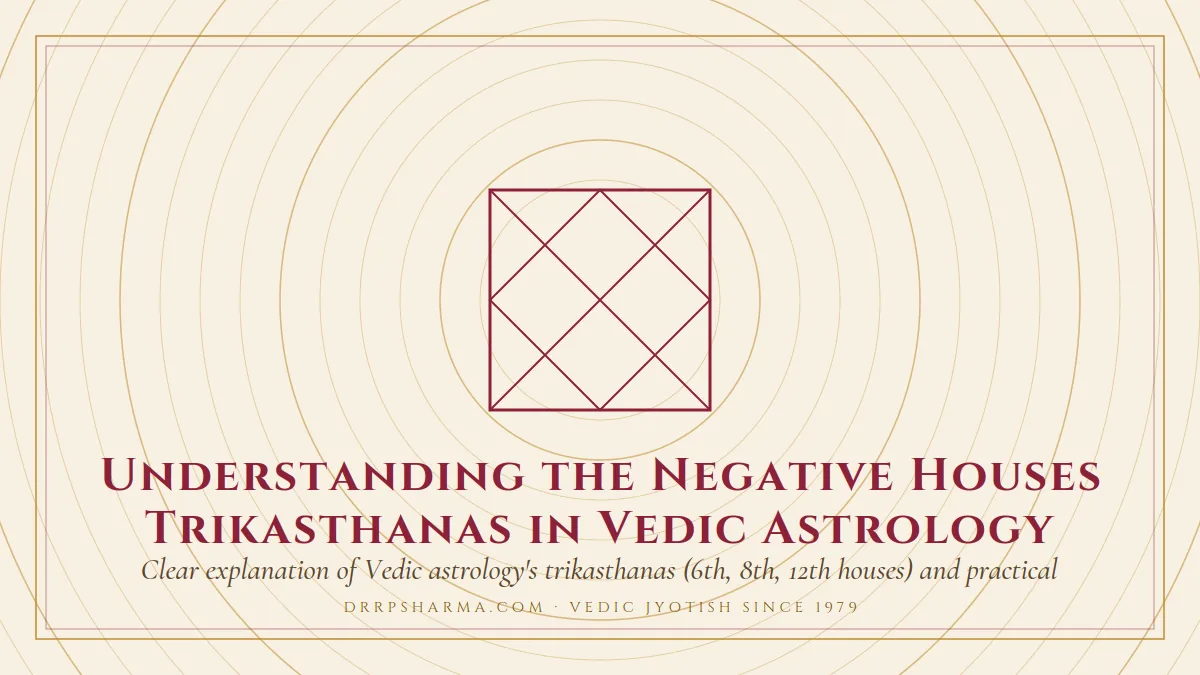 Understanding the Negative Houses Trikasthanas in Vedic Astrology — a Vedic birth-chart (kundli) diagram motif on a parchment plate