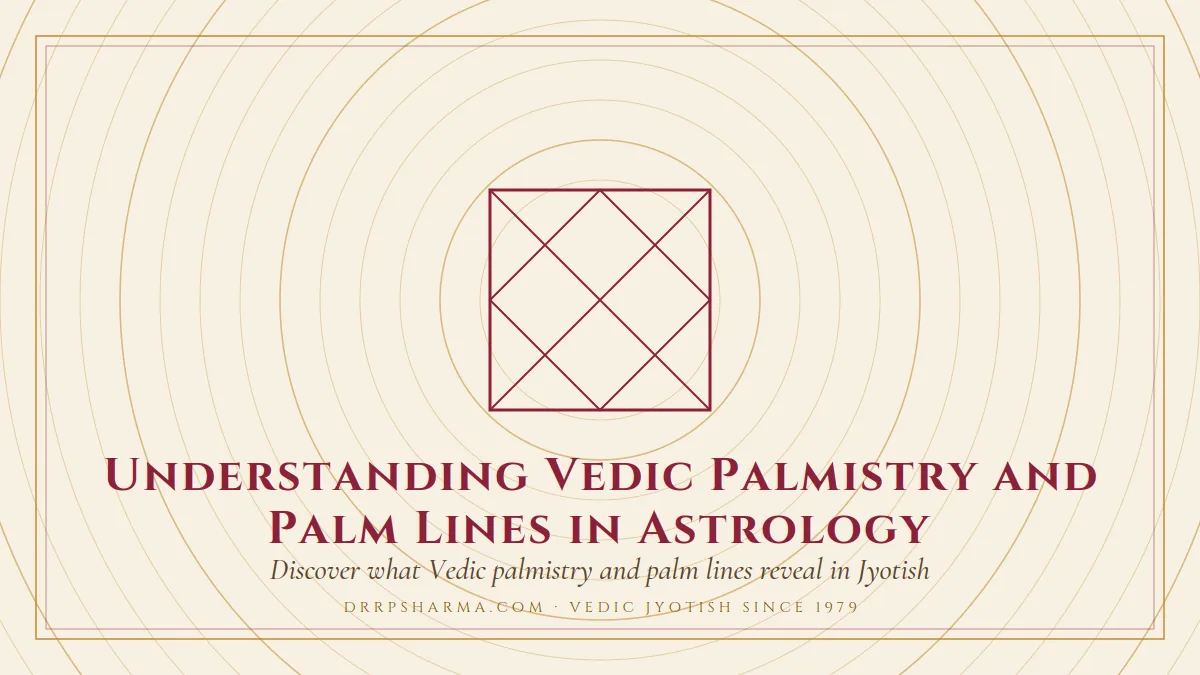 Understanding Vedic Palmistry and Palm Lines in Astrology — a Vedic birth-chart (kundli) diagram motif on a parchment plate