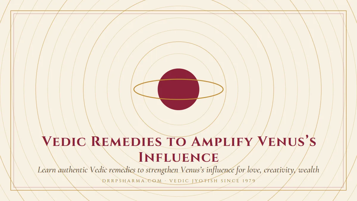 Vedic Remedies to Amplify Venus’s Influence — a ringed-planet motif on a parchment plate