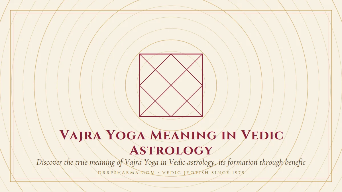 Vajra Yoga Meaning in Vedic Astrology — a Vedic birth-chart (kundli) diagram motif on a parchment plate