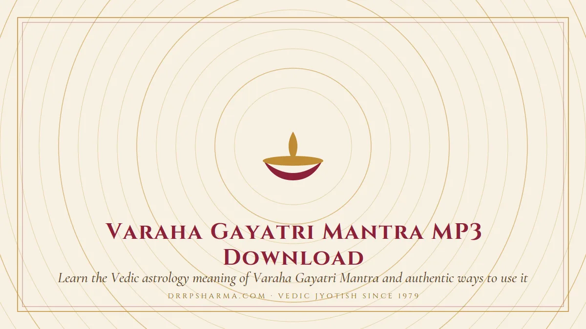 Varaha Gayatri Mantra MP3 Download — a lit diya lamp motif on a parchment plate