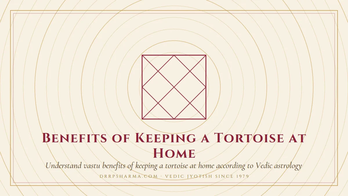 Benefits of Keeping a Tortoise at Home — a Vedic birth-chart (kundli) diagram motif on a parchment plate