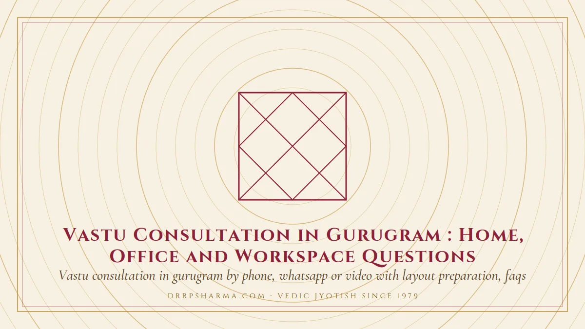 Vastu Consultation in Gurugram : Home, Office and Workspace Questions — a Vedic birth-chart (kundli) diagram motif on a parchment plate
