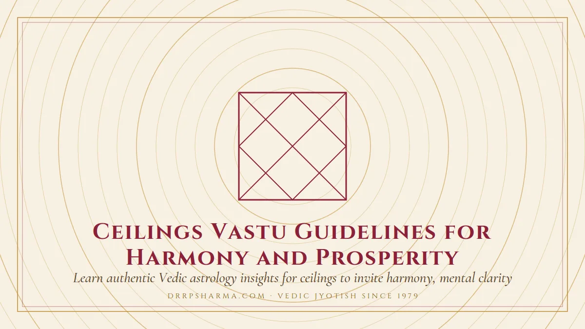 Ceilings Vastu Guidelines for Harmony and Prosperity — a Vedic birth-chart (kundli) diagram motif on a parchment plate
