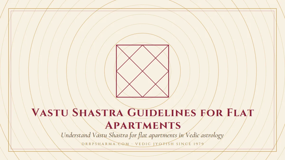 Vastu Shastra Guidelines for Flat Apartments — a Vedic birth-chart (kundli) diagram motif on a parchment plate