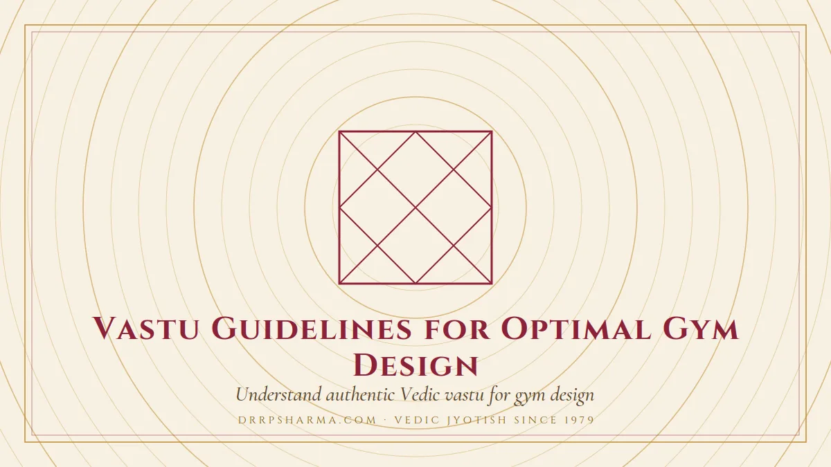 Vastu Guidelines for Optimal Gym Design — a Vedic birth-chart (kundli) diagram motif on a parchment plate