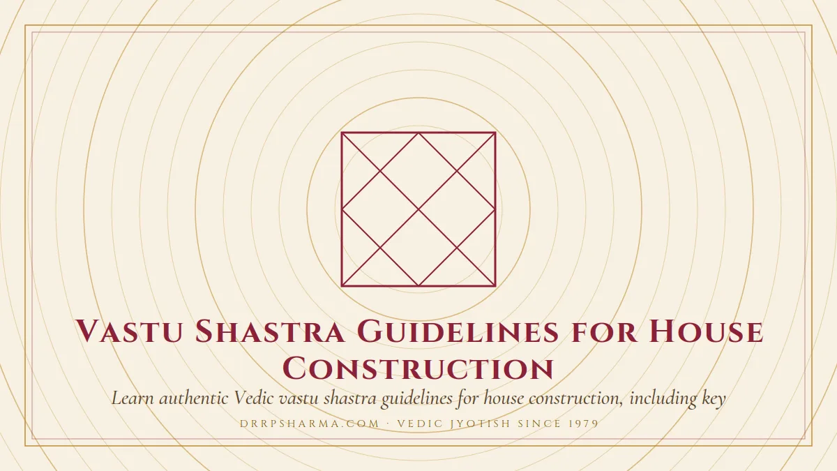 Vastu Shastra Guidelines for House Construction — a Vedic birth-chart (kundli) diagram motif on a parchment plate