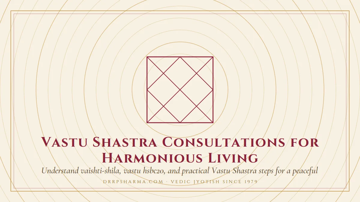 Vastu Consultation — a Vedic birth-chart (kundli) diagram motif on a parchment plate
