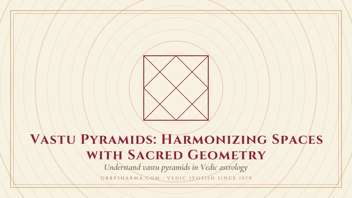 Vastu Pyramids: Harmonizing Spaces with Sacred Geometry — a Vedic birth-chart (kundli) diagram motif on a parchment plate