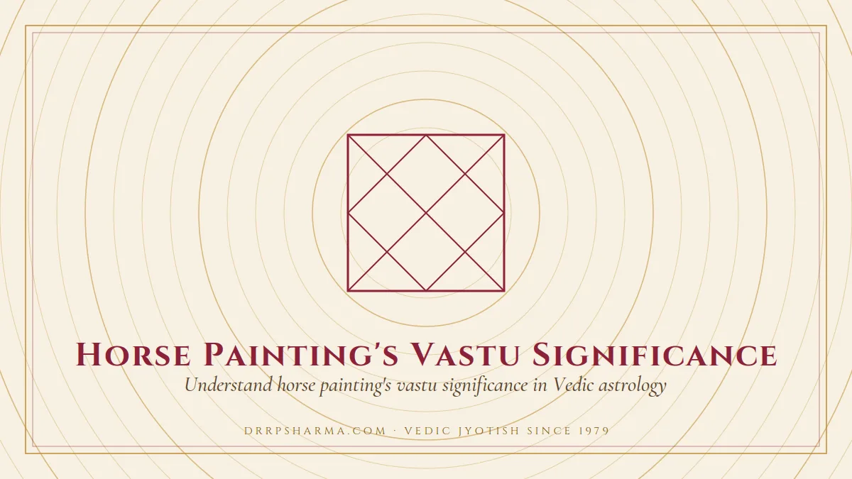 Horse Painting's Vastu Significance — a Vedic birth-chart (kundli) diagram motif on a parchment plate