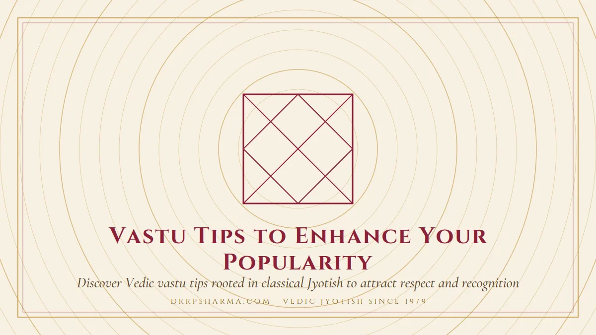 Vastu Tips to Enhance Your Popularity — a Vedic birth-chart (kundli) diagram motif on a parchment plate