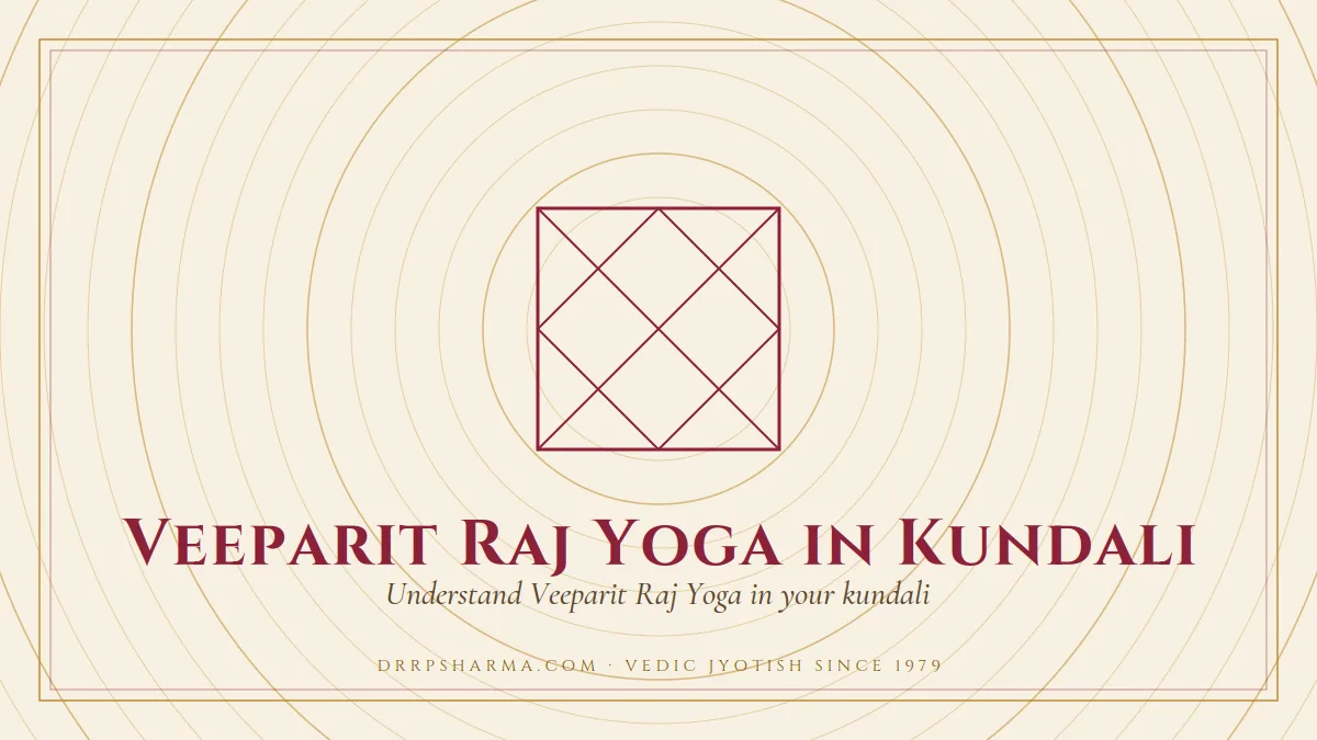 Veeparit Raj Yoga in Kundali — a Vedic birth-chart (kundli) diagram motif on a parchment plate