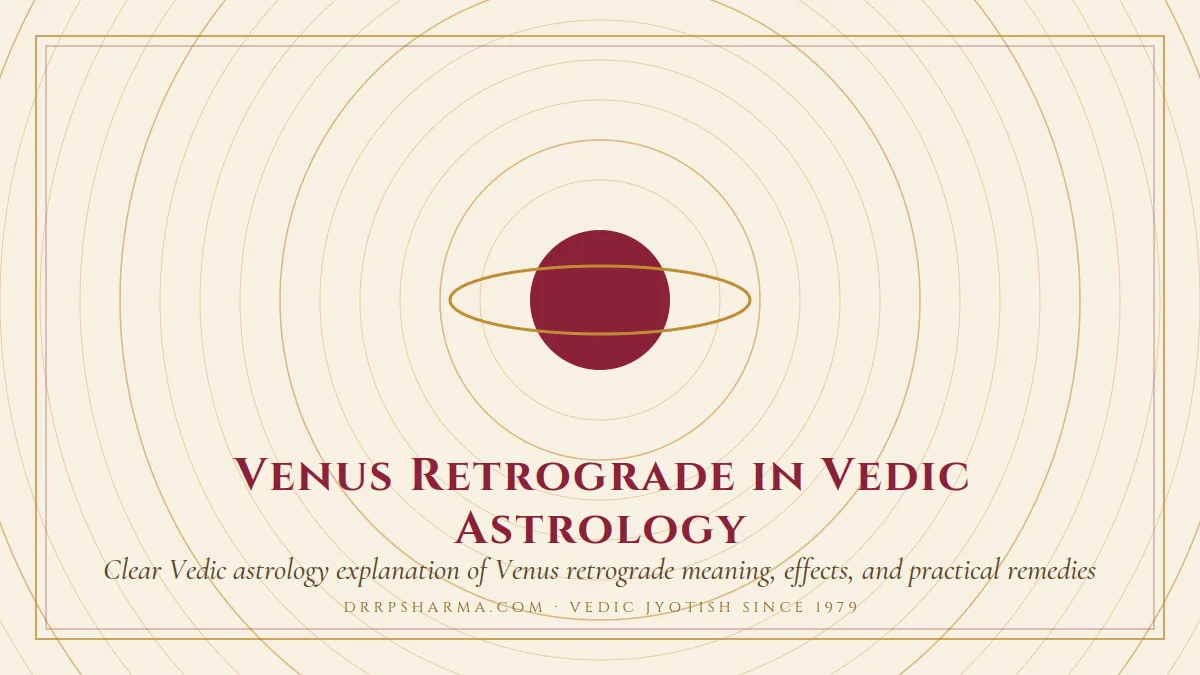 Venus Retrograde in Vedic Astrology — a ringed-planet motif on a parchment plate
