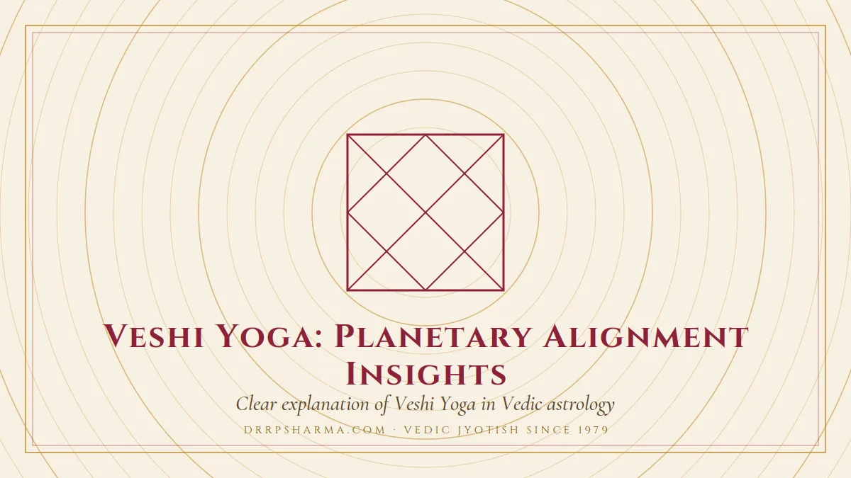 Veshi Yoga: Planetary Alignment Insights — a Vedic birth-chart (kundli) diagram motif on a parchment plate