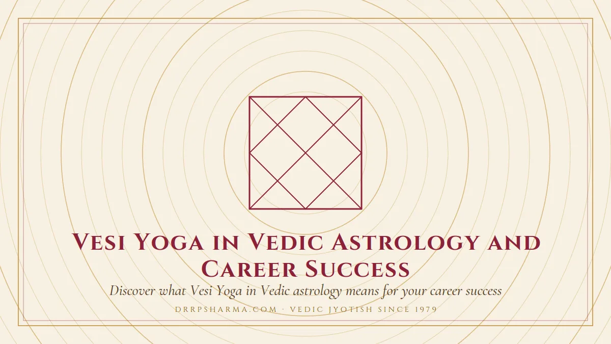 Vesi Yoga — a Vedic birth-chart (kundli) diagram motif on a parchment plate