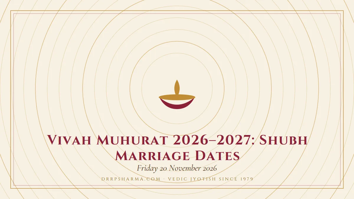 Vivah Muhurat 2026–2027: Shubh Marriage Dates — a lit diya lamp motif on a parchment plate