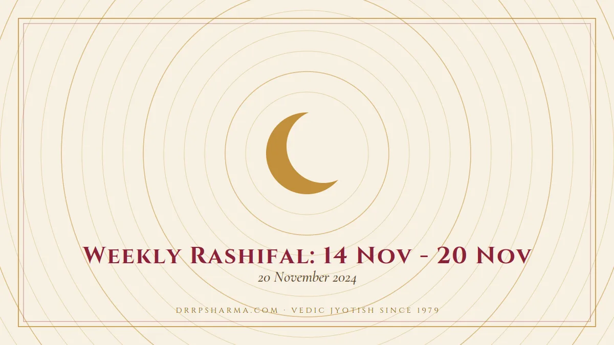Weekly Rashifal: 14 Nov - 20 Nov — a gold crescent-moon motif on a parchment plate