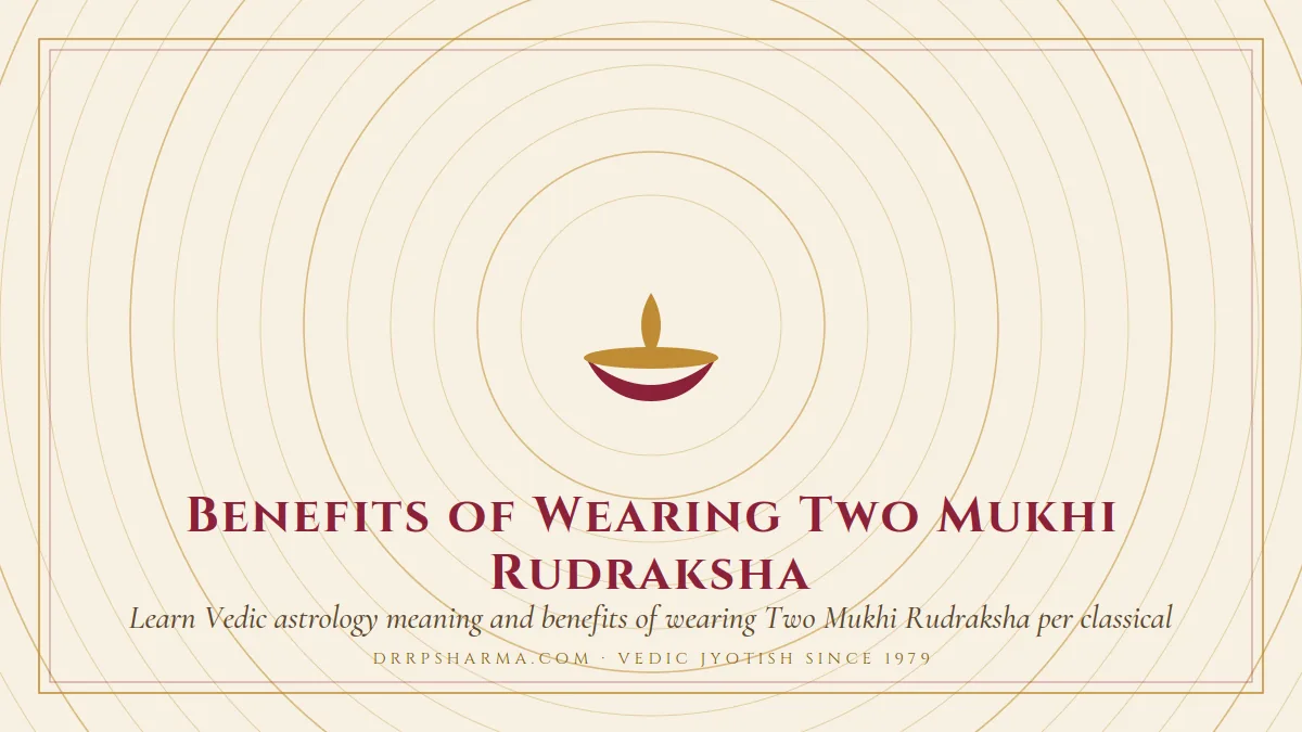 Benefits of Wearing Two Mukhi Rudraksha — a lit diya lamp motif on a parchment plate
