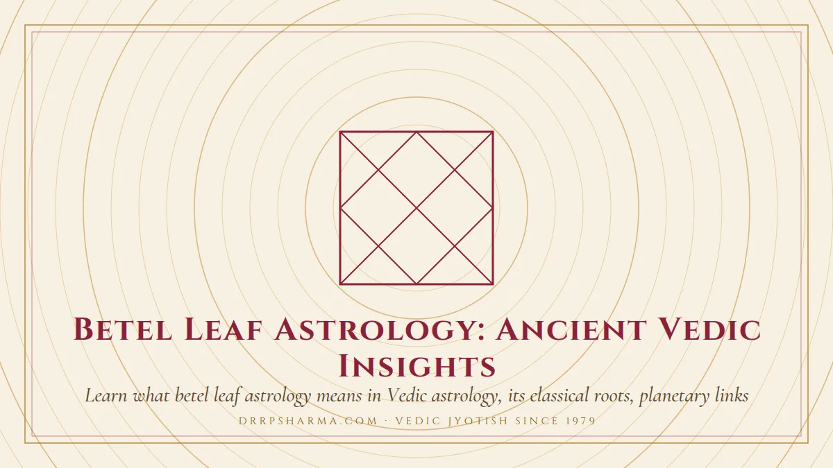 Betel Leaf Astrology: Ancient Vedic Insights — a Vedic birth-chart (kundli) diagram motif on a parchment plate