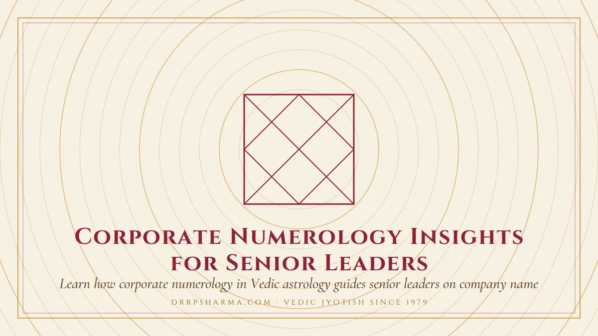 Corporate Numerology Insights for Senior Leaders — a Vedic birth-chart (kundli) diagram motif on a parchment plate