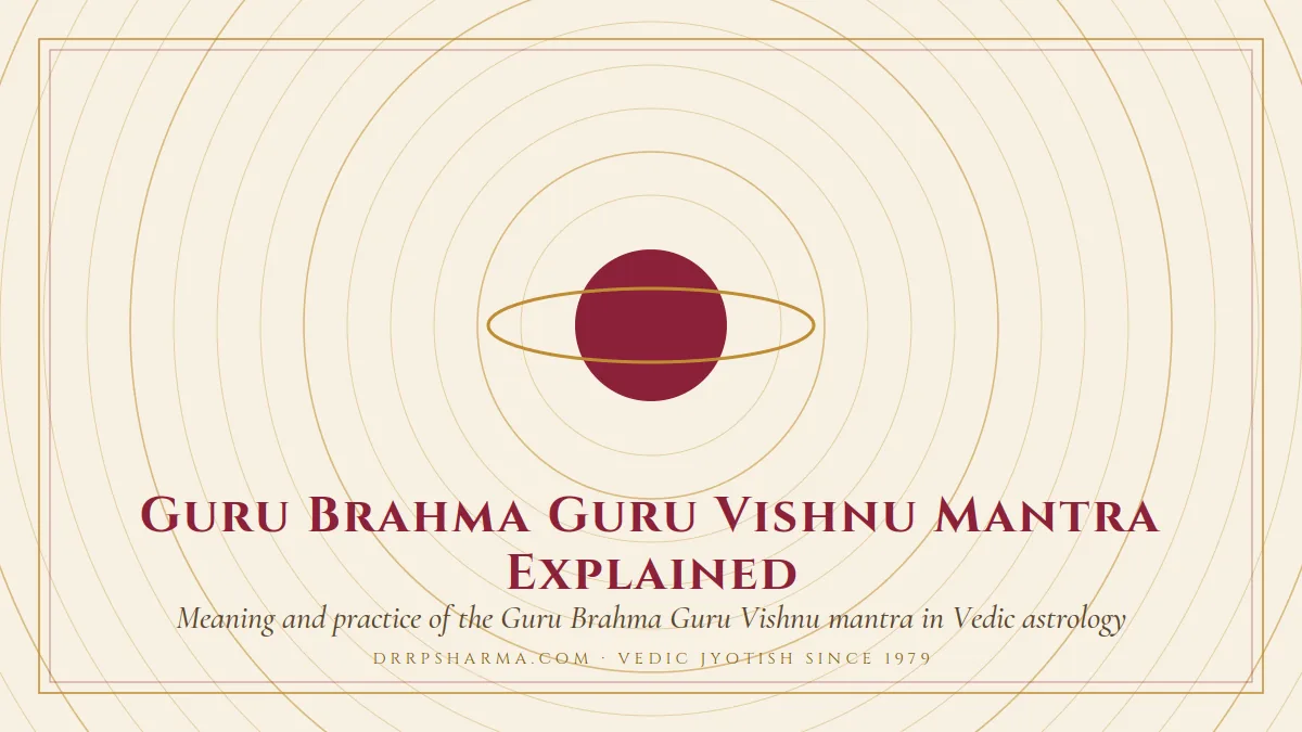 Guru Brahma Guru Vishnu Mantra Explained — a ringed-planet motif on a parchment plate