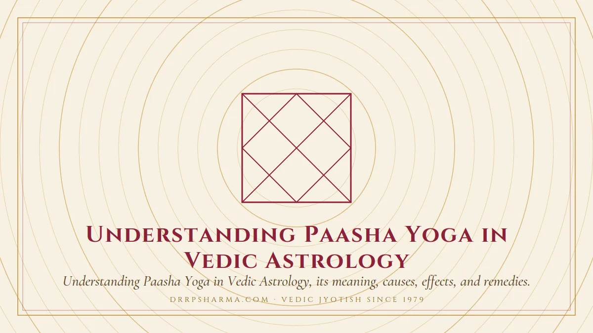 Understanding Paasha Yoga in Vedic Astrology — a Vedic birth-chart (kundli) diagram motif on a parchment plate