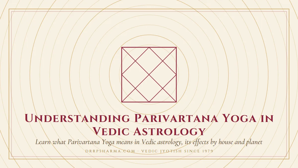 Understanding Parivartana Yoga in Vedic Astrology — a Vedic birth-chart (kundli) diagram motif on a parchment plate