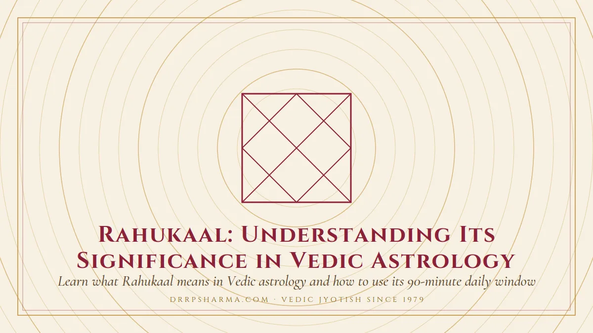 Rahukaal: Understanding Its Significance in Vedic Astrology — a Vedic birth-chart (kundli) diagram motif on a parchment plate