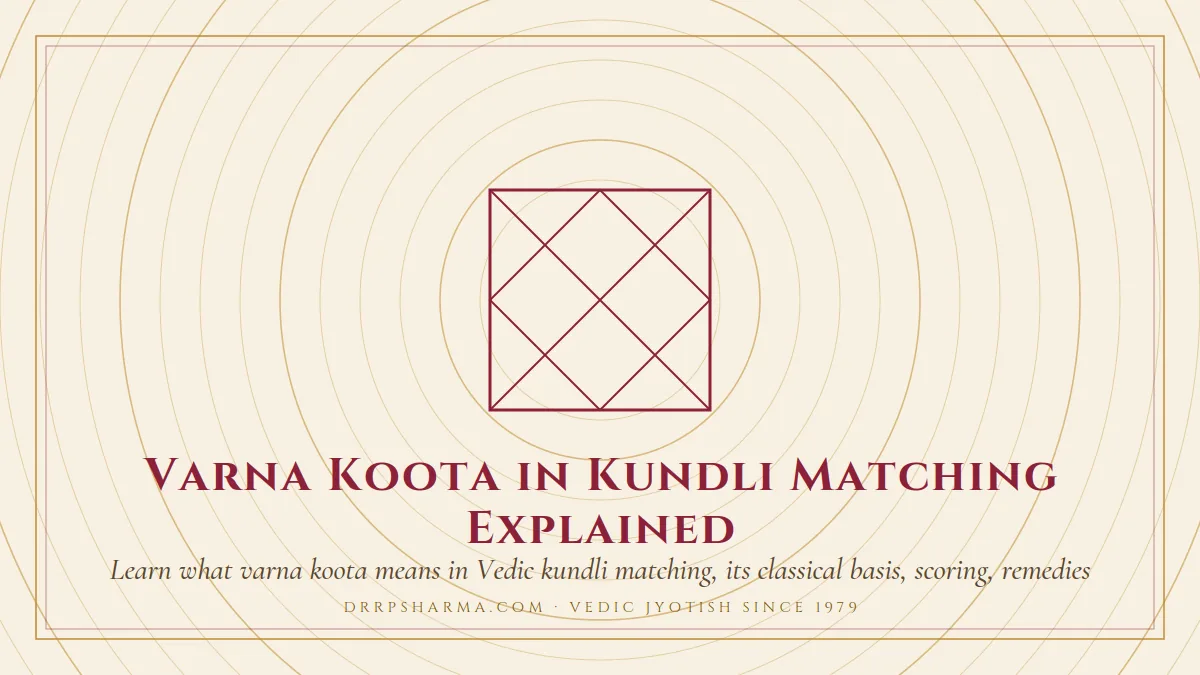 Varna Koota in Kundli Matching Explained — a Vedic birth-chart (kundli) diagram motif on a parchment plate