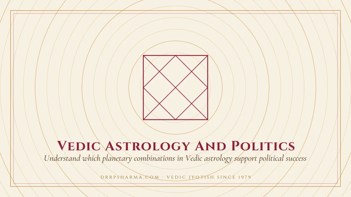 Vedic Astrology And Politics — a Vedic birth-chart (kundli) diagram motif on a parchment plate