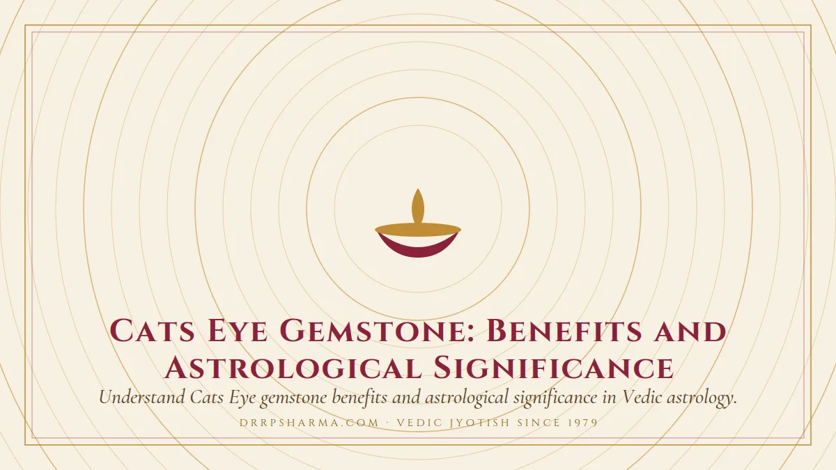 Cats Eye Gemstone: Benefits and Astrological Significance — a lit diya lamp motif on a parchment plate