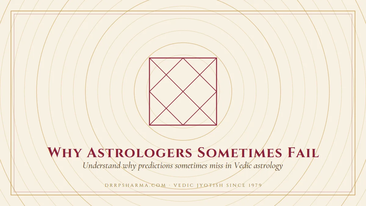 Why Astrologers Sometimes Fail — a Vedic birth-chart (kundli) diagram motif on a parchment plate