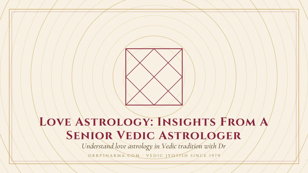 Love Astrology: How Your Chart Shapes Relationships — a Vedic birth-chart (kundli) diagram motif on a parchment plate