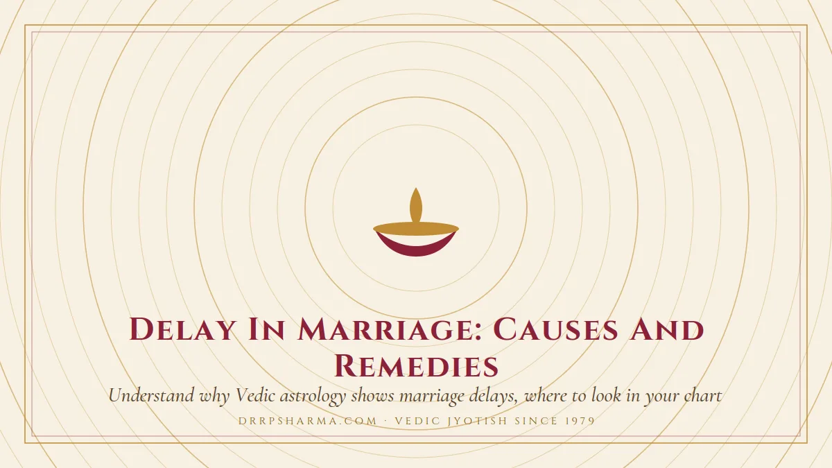 Delay In Marriage: Causes And Remedies — a lit diya lamp motif on a parchment plate