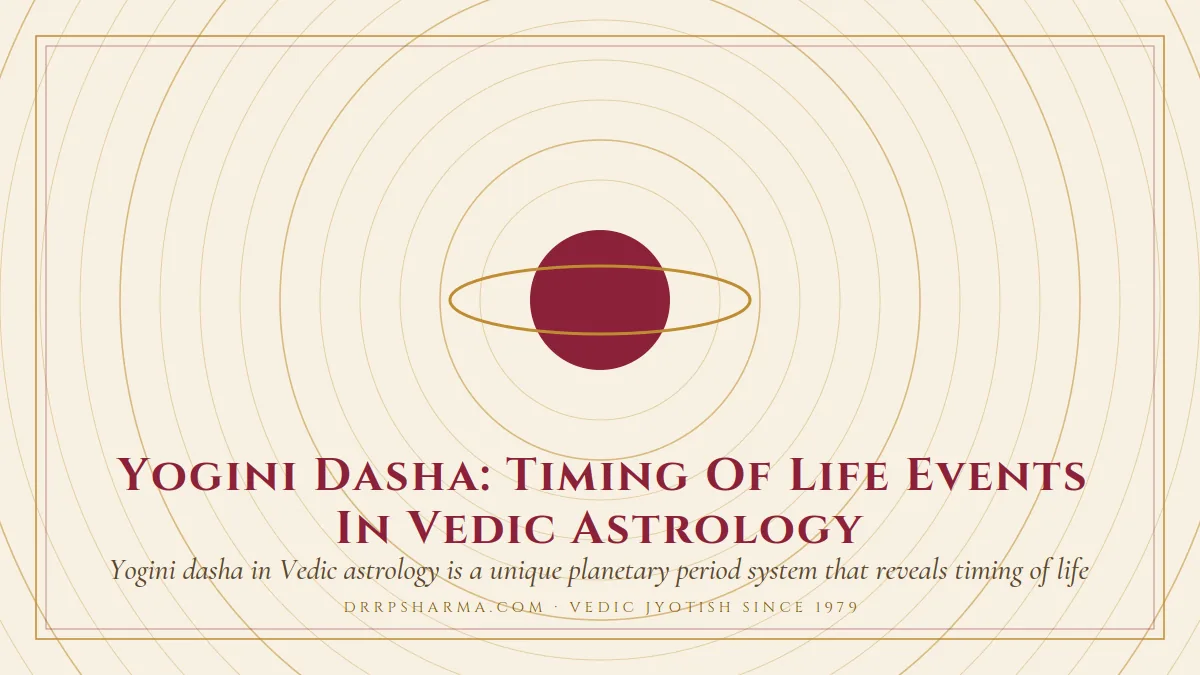 Yogini Dasha: Timing Of Life Events In Vedic Astrology — a ringed-planet motif on a parchment plate