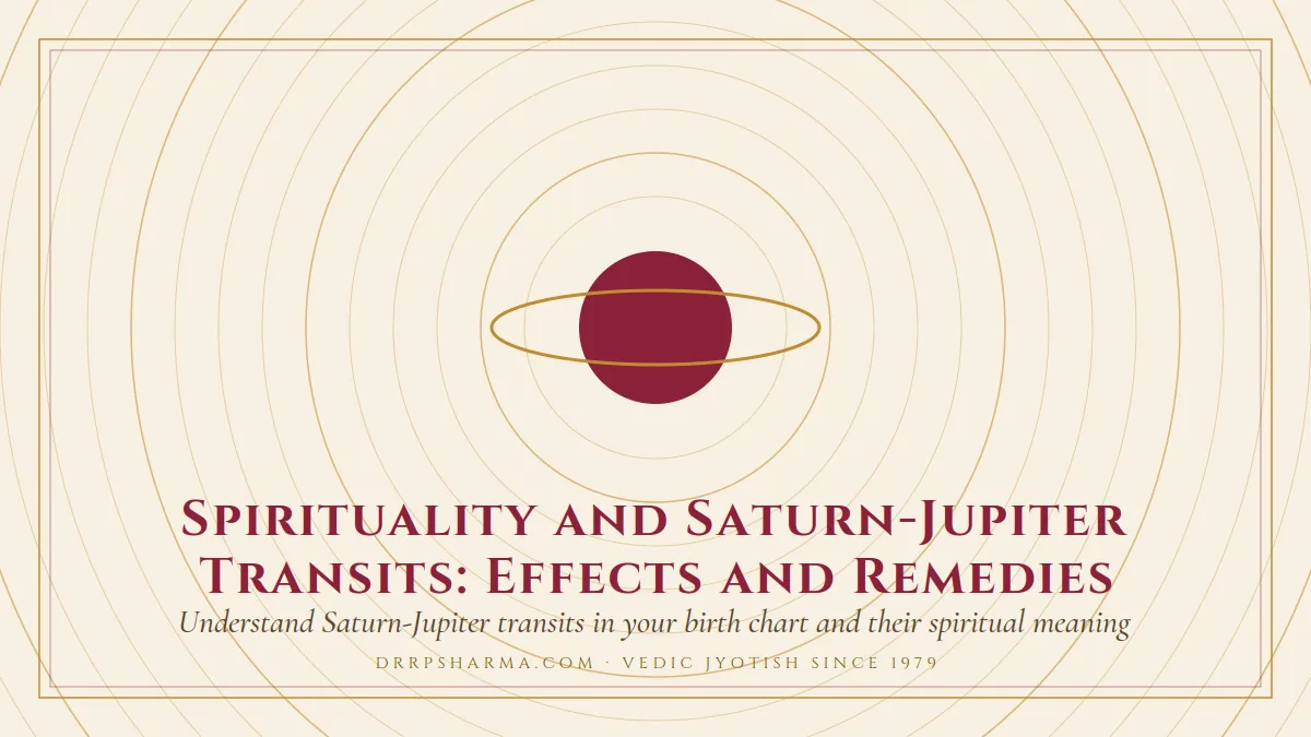 Spirituality and Saturn-Jupiter Transits: Effects and Remedies — a ringed-planet motif on a parchment plate