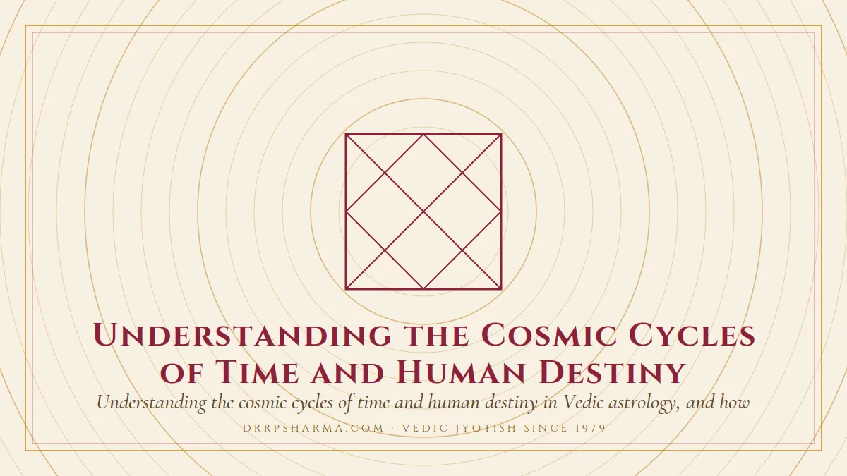 Understanding the Cosmic Cycles of Time and Human Destiny — a Vedic birth-chart (kundli) diagram motif on a parchment plate