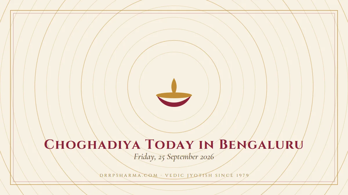 Choghadiya Today in Bengaluru — a lit diya lamp motif on a parchment plate