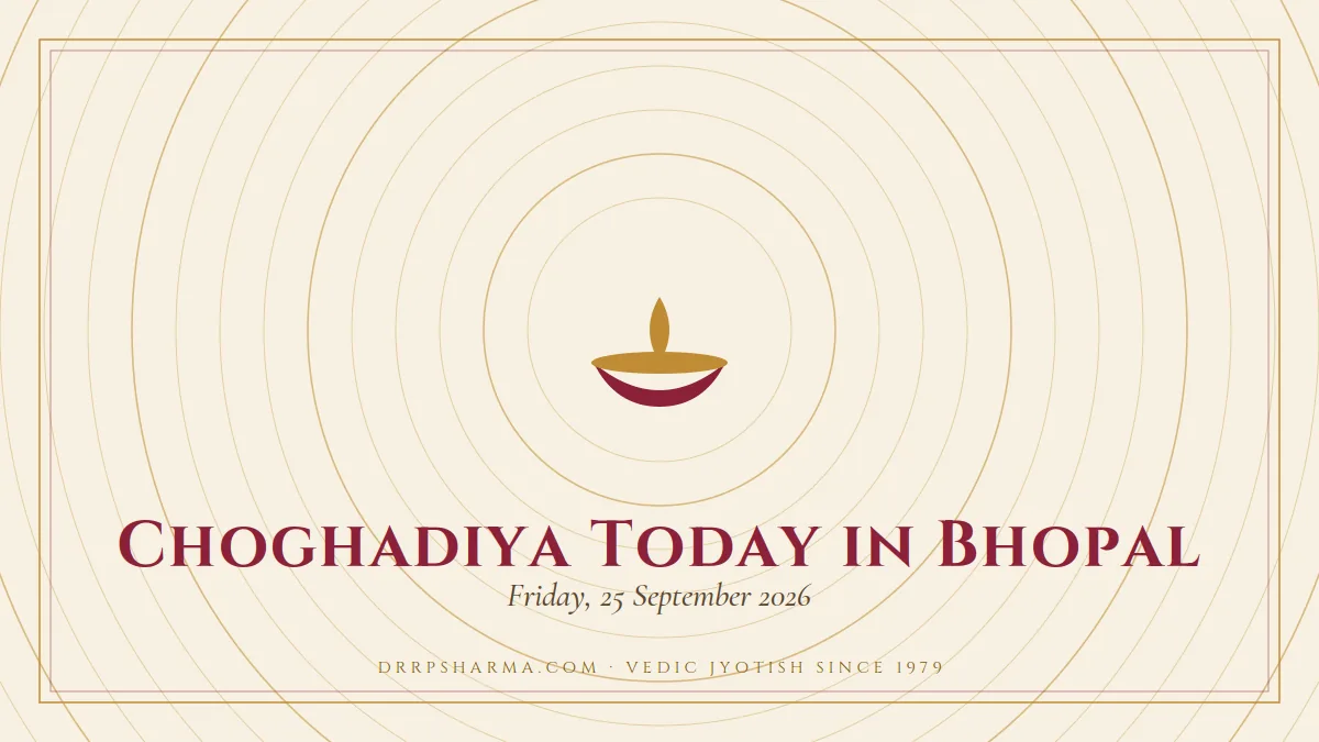 Choghadiya Today in Bhopal — a lit diya lamp motif on a parchment plate