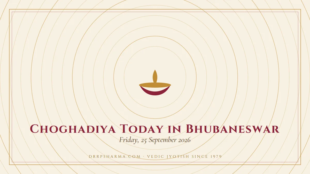 Choghadiya Today in Bhubaneswar — a lit diya lamp motif on a parchment plate