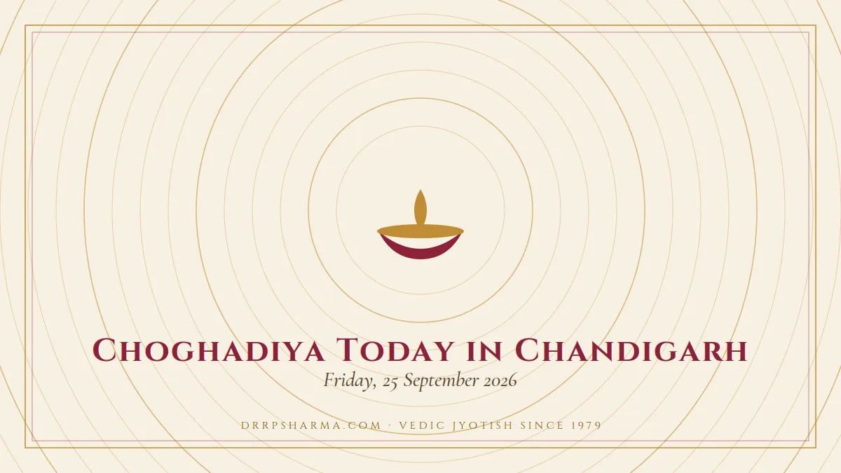 Choghadiya Today in Chandigarh — a lit diya lamp motif on a parchment plate